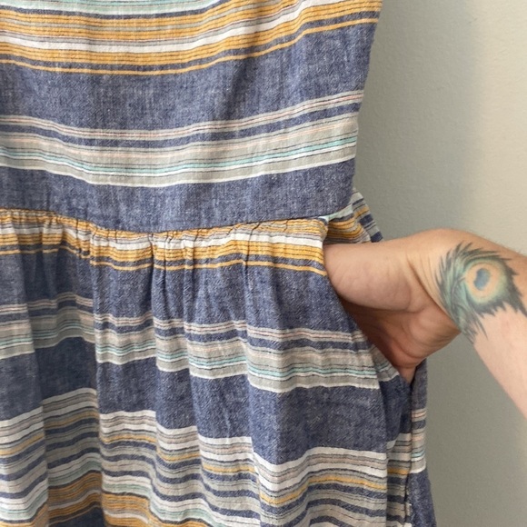 Beach/Lunch/Lounge Collection, Striped Sleeveless Sun Dress, S, w/Pockets - Picture 3 of 9